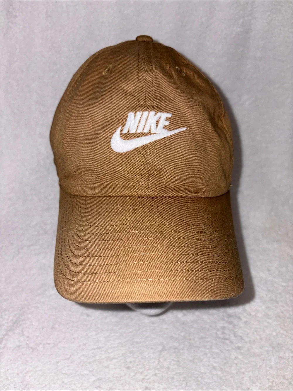 Nike structured future gold Brown Baseball Cap with White Swoosh os